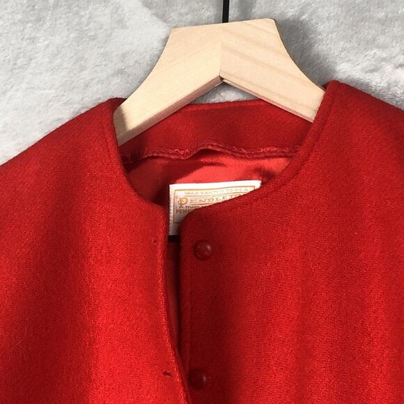 VTG PENDLETON Boiled Wool Jacket Sz 8 Red Button Up Made in USA Academia - Picture 10 of 12